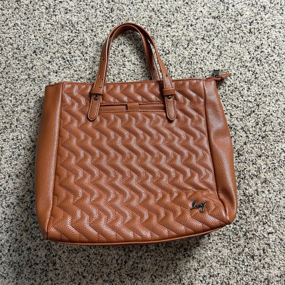 Lug Charter Classic VL Convertible Tote Bag Vegan Leather Brown Tan